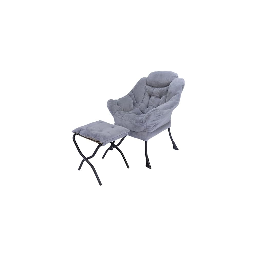 Kokel Lazy Chair with Folding Ottoman,Living Room Chairs, Accent Contemporary Lounge Chair, Single Steel Frame Leisure Sofa Chair with Armrests and A Side Pocket (TM31RED)