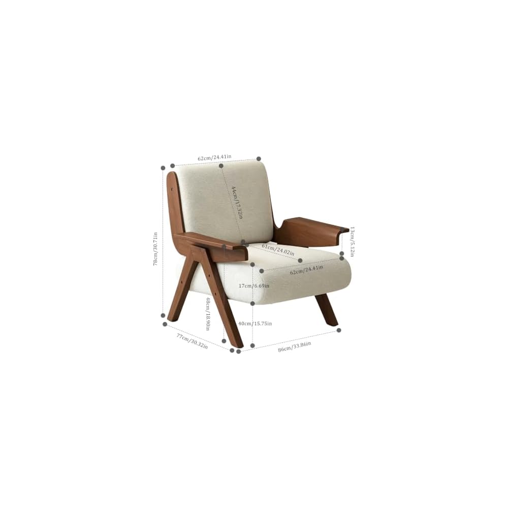 Mid-Century Arm Sofa Chair Striped Accent Chairs Inclined Ergonomic Reading Chair Wood French Wingback Chairs Removable Upholstered Backrestchair for Living Room Bedroom Balcony Study Hotel Cafe