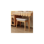 Solid Wood Makeup Chair for Girls Bedroom Square Dressing Table Stool Entryway Kitchen Chair Household Desk Chair for Living Room Study Office Light Brown Wood