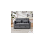 54" Sofa Bed, Velvet Loveseat Sleeper Sofa, Pull Out Bed, Grey