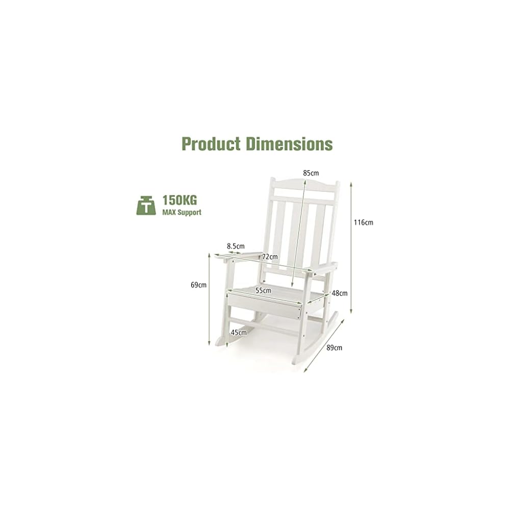 Rocking Chair All Weather High Back Porch White