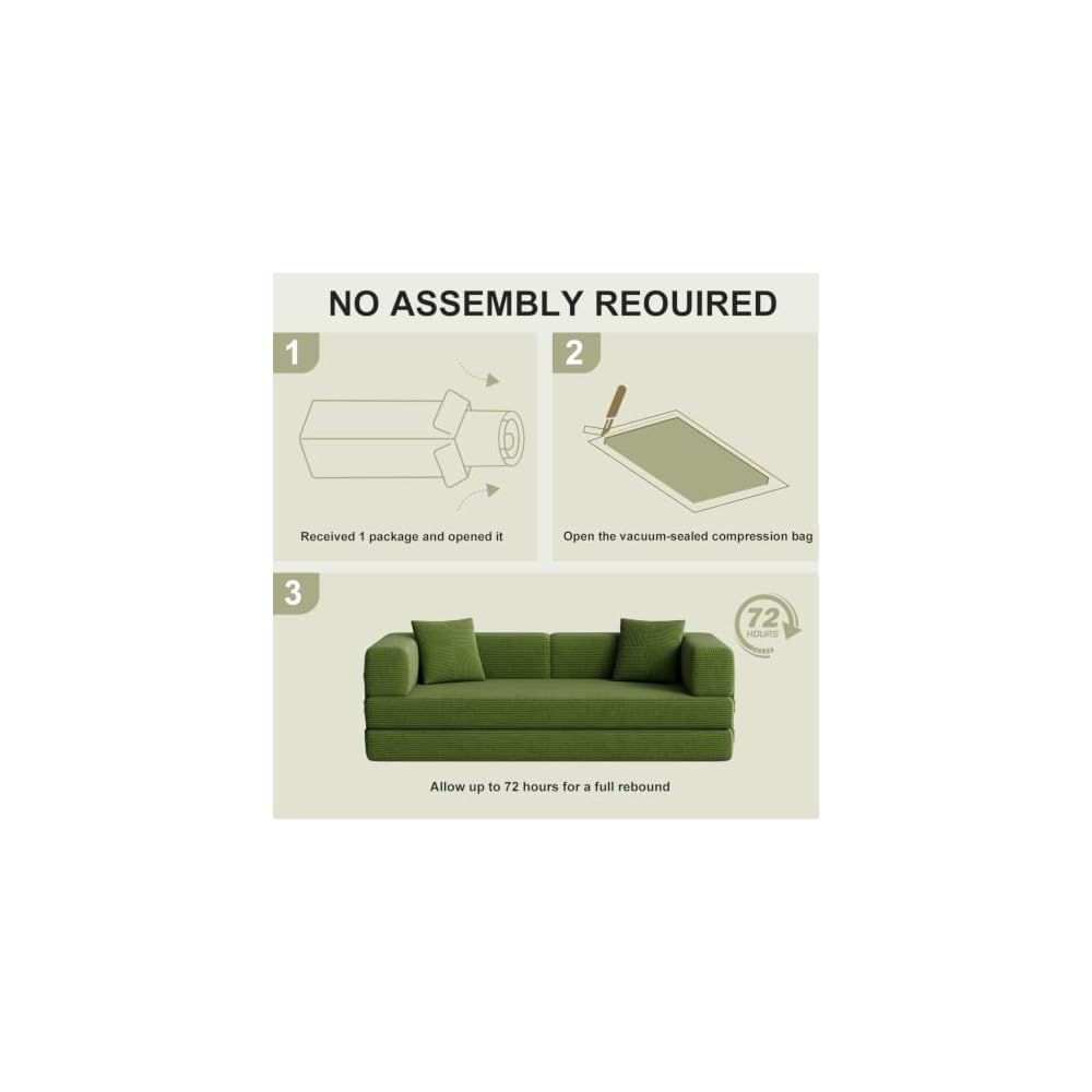 79.5" Convertible Futon Sofa Bed, Boneless Couch for Living Room