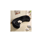 Modern Curved Sectional Sofa,125'' Minimalist Curve loveseat,Boucle Fabric Chaise Sofa,Aesthetic C-Shape Couch for Living Room (Black)