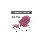 Kokel Lazy Chair with Folding Ottoman,Living Room Chairs, Accent Contemporary Lounge Chair, Single Steel Frame Leisure Sofa Chair with Armrests and A Side Pocket (TM31RED)