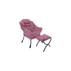 Kokel Lazy Chair with Folding Ottoman,Living Room Chairs, Accent Contemporary Lounge Chair, Single Steel Frame Leisure Sofa Chair with Armrests and A Side Pocket (TM31RED)