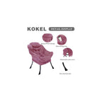 Kokel Lazy Chair with Folding Ottoman,Living Room Chairs, Accent Contemporary Lounge Chair, Single Steel Frame Leisure Sofa Chair with Armrests and A Side Pocket (TM31RED)