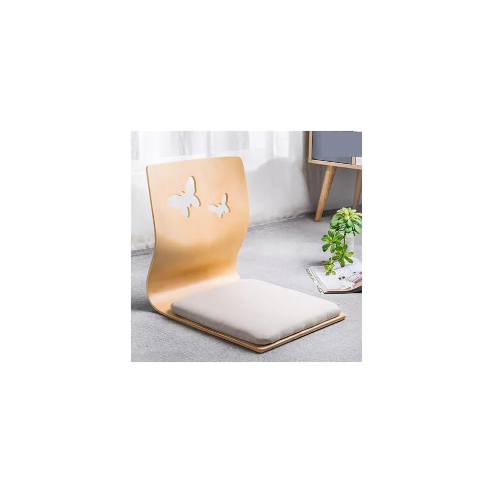 Ergonomic Legless Wooden Floor Chairs with Back Support, Comfortable Cotton Linen Cushions for Optimal Posture, Perfect for Living Room, Yoga, and Meditation
