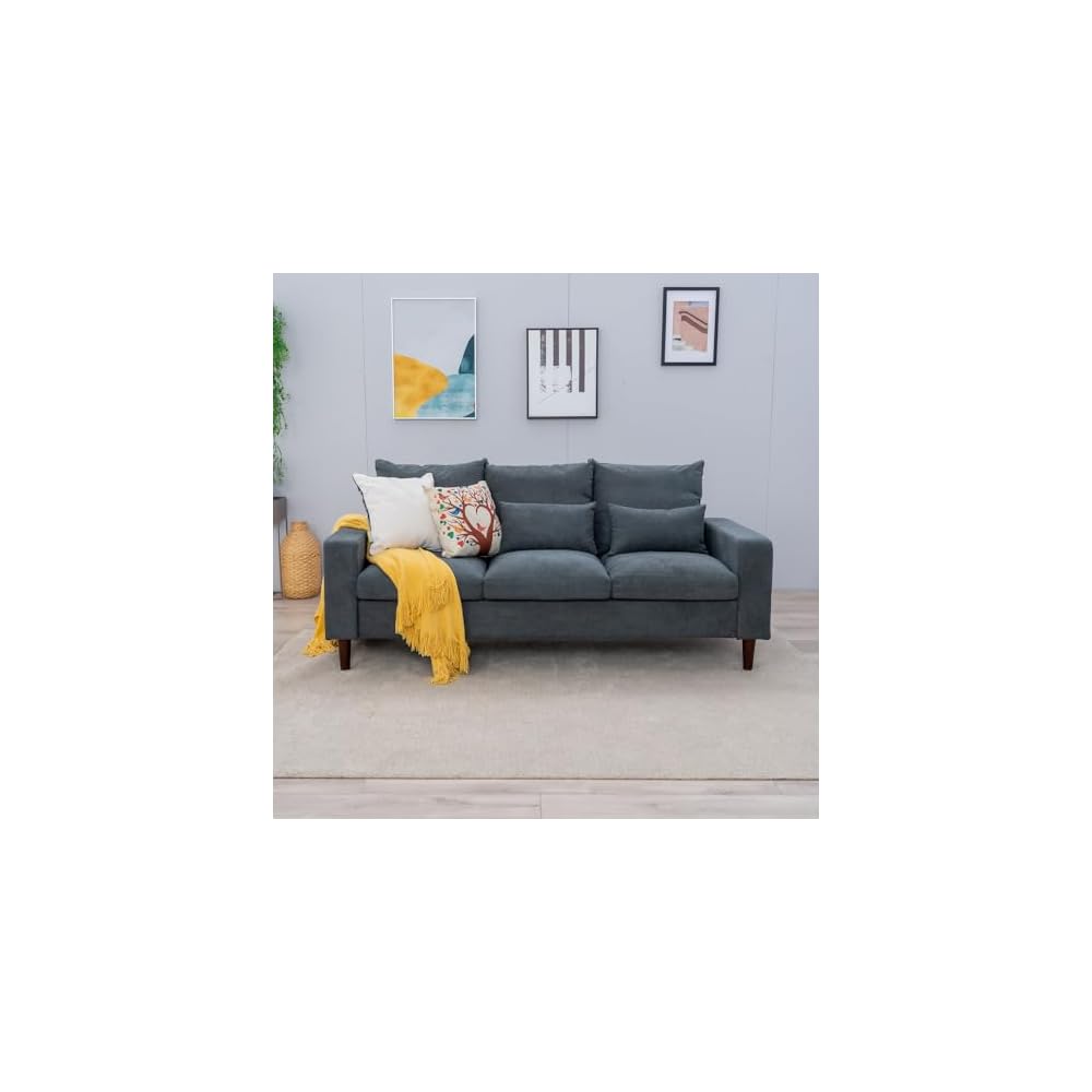 Panana Modern Sofa Couch for Living Room Sofa Couch 3 Seater in Linen Fabric Grey