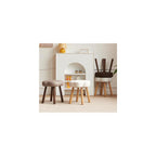 Faux Fur Accent Chair Modern Lounge Tub Chair with Wood Legs - Comfy Fluffy Armchair and Footstool for Bedroom, Living Room Reading