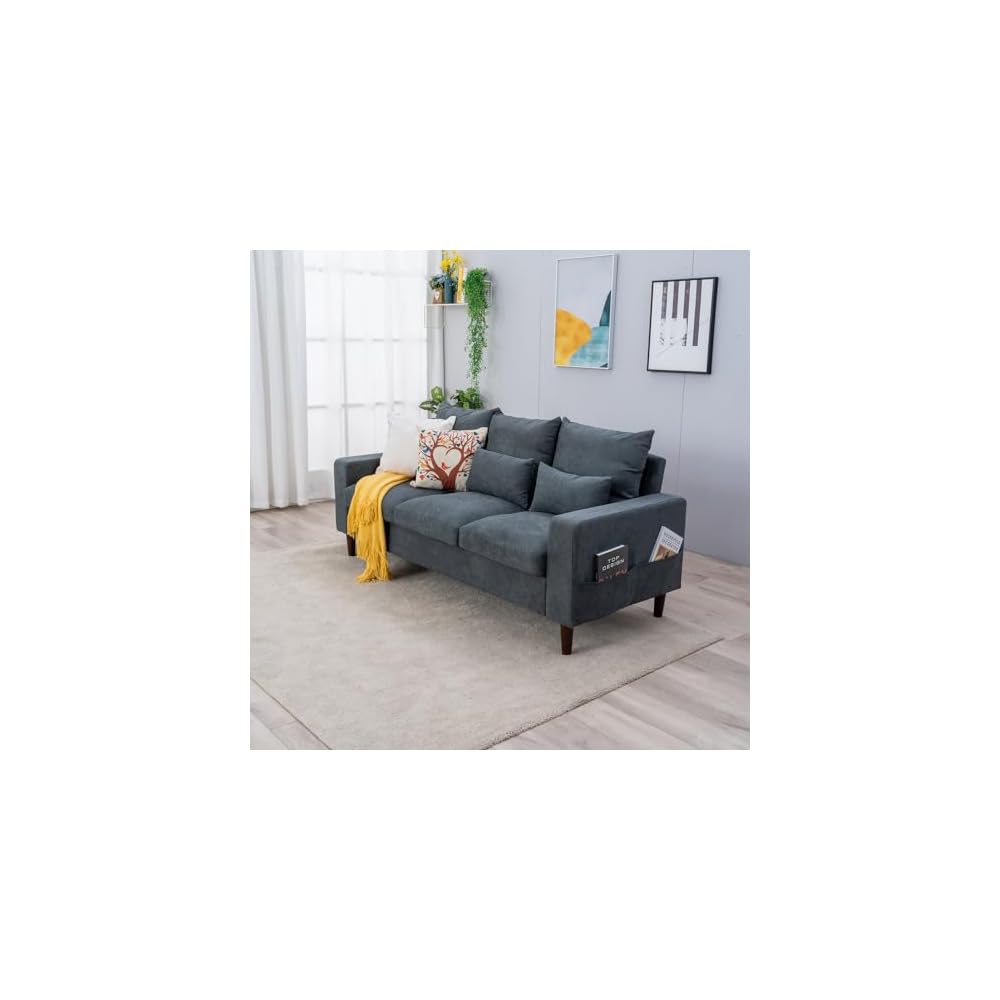 Panana Modern Sofa Couch for Living Room Sofa Couch 3 Seater in Linen Fabric Grey