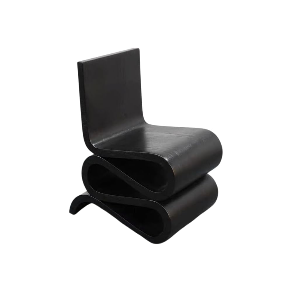 Modern Curved Accent Chair – Sculptural S Shape Lounge Chair, Minimalist Artistic Single Seat, Contemporary Designer Chair for Living Room Bedroom (Black)