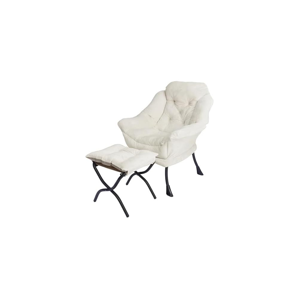 Kokel Lazy Chair with Folding Ottoman,Living Room Chairs, Accent Contemporary Lounge Chair, Single Steel Frame Leisure Sofa Chair with Armrests and A Side Pocket (TM31RED)