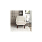 Lexicon Modern Wingback Accent Chair, Chenille Fabric Upholstered Lounge Reading Arm Chair, Solid Wood Legs for Living Room, Bedroom, Supportive Padded Pocket Coil Seat, Easy Assembly, Beige