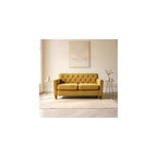 57" Tufted Velvet Love Seat, Loveseat Sofa with Spring Support, Small Sofa with Wood Frame for Living Room and Apartment Spaces, Mustard Yellow