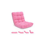 HOMGX Floor Chair with Back Support, 14-Poistion Adjustable Gaming Lazy Sofa Cushioned Chair w/Soft Coral Fleece & Memory Foam Padding, Folding Cushioned Meditation Chair for Reading (Violet)