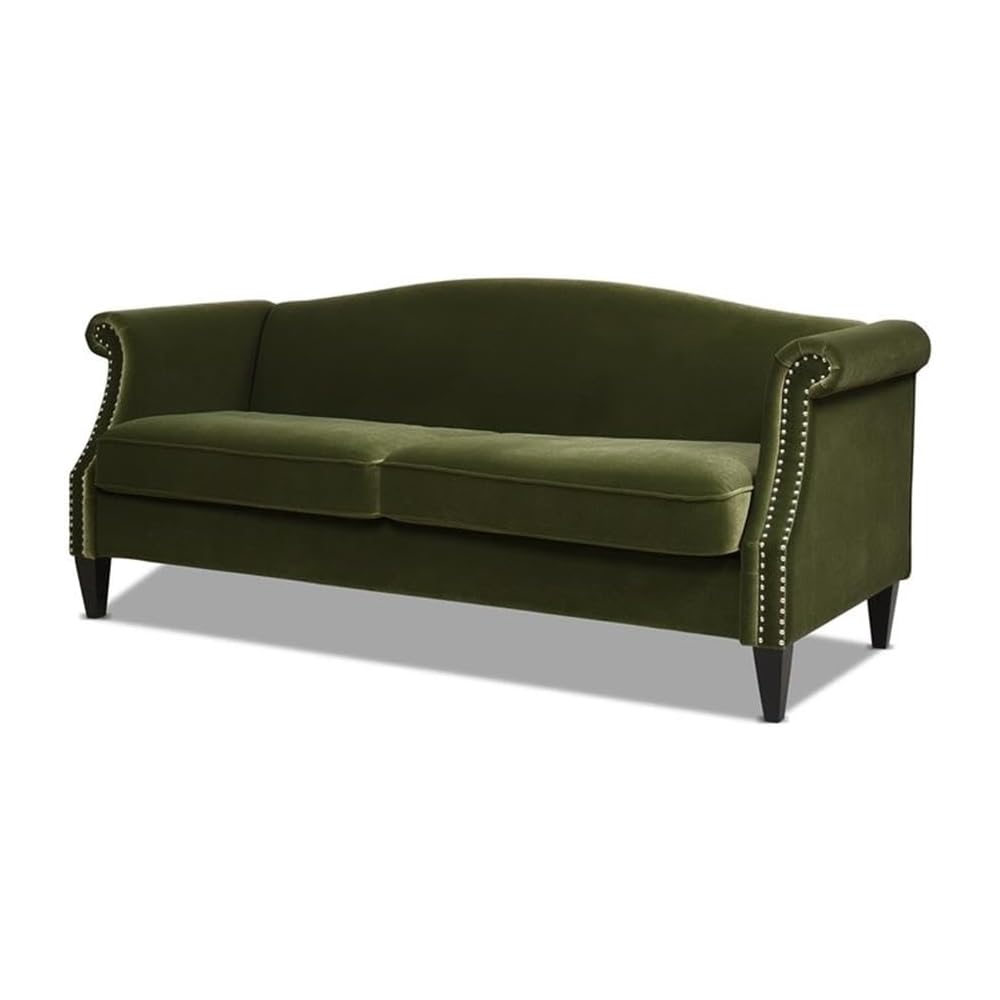 Jennifer Taylor Home Elaine 77" Camel Back Small Space Sofa Olive Green Performance Velvet