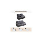 2 Pieces Power Recliner Sofa Set with LED, Leather Power Reclining Couch Sets includes 3 Seats Sofa and Loveseat with Cup Holders, USB Port, Living Room Furniture Sets for HomeTheater, Blue Gray