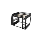 Merax Twin Over Twin Wooden Gaming Bunk Bed with Built-in Desk, LED Lights, USB Port, and 2 Storage Shelves, Solid Wood Gaming Loft Bed for Bedroom, Black+Red