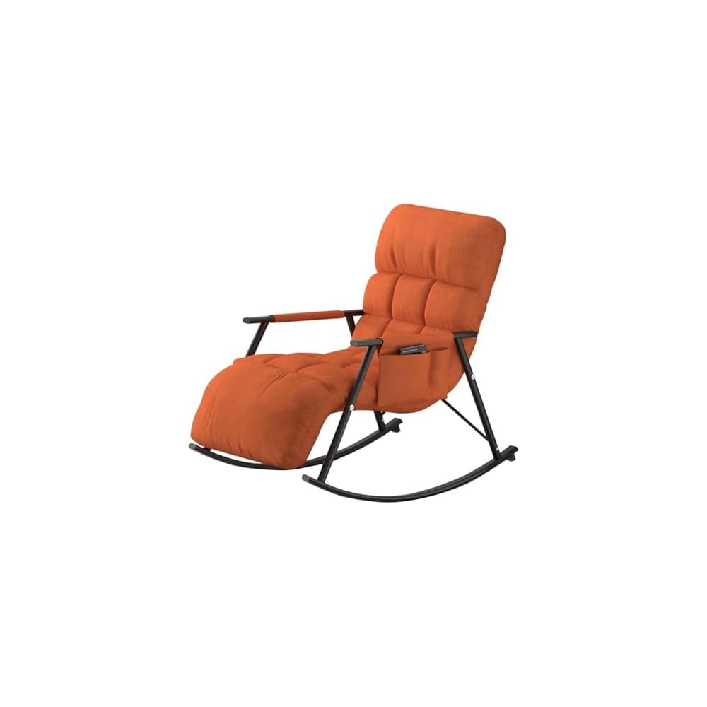Modern Rocking Chair - Comfortable Reclining Armchair for Living Room, Bedroom & Lounge - Cozy Soft Sleeper Chair for Relaxation & Reading (Orange)
