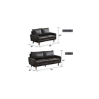 INSTORY Leather Loveseat Modern Sofa Comfy Couch with Wooden Legs for Living Room,Office - Dark Grey