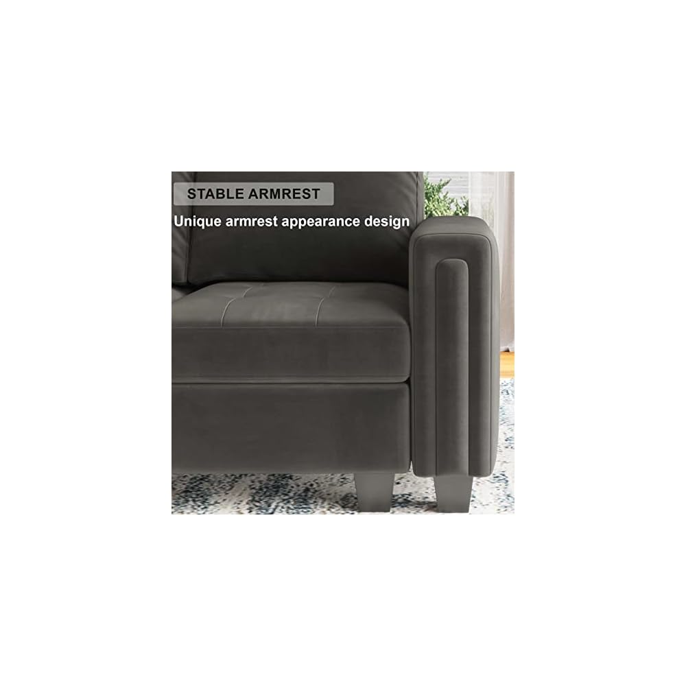 Belffin Velvet Armrest Module for Modular Sectional Sofa Couch Side Armrest for Sectional Modular Couch Grey