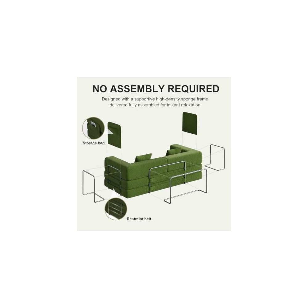 79.5" Convertible Futon Sofa Bed, Boneless Couch for Living Room