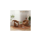 Chenille Barrel Accent Chair – Heavy Duty 360° Swivel, Oversized, Upholstered Round Design, Modern Stylish Furniture for Bedroom Living Room Lounge & Office (Brown, Set of 1)