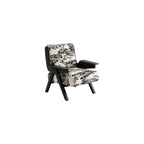 Mid-Century Arm Sofa Chair Striped Accent Chairs Inclined Ergonomic Reading Chair Wood French Wingback Chairs Removable Upholstered Backrestchair for Living Room Bedroom Balcony Study Hotel Cafe