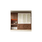 Merax Queen Size Murphy Bed with Desk, Storage Cabinet & LED Light, Walnut
