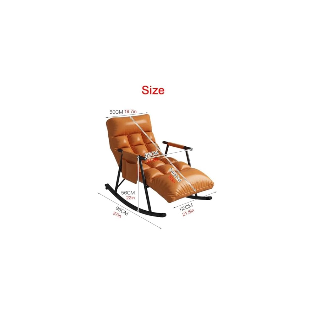 Indoor Rocking Chair Adult Recliner Modern Accent Chair Living Room Chairs Armchair Back Adjustable,Metal Frame Leisure Sofa Rocking Chair(Yellow)