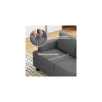 Furnimart 85 inch Grey 3 Seater Couches, Modern Cozy Deep Seat Sofa, Comfy Fluffy Couch for Living Room, Small Couches for Small Space, with Removable Sofa Cover, Dark Grey