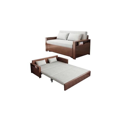 59" Grey 3-in-1 Convertible Sofa w/Stor & Rev Chaise, Solid Wooden Frame