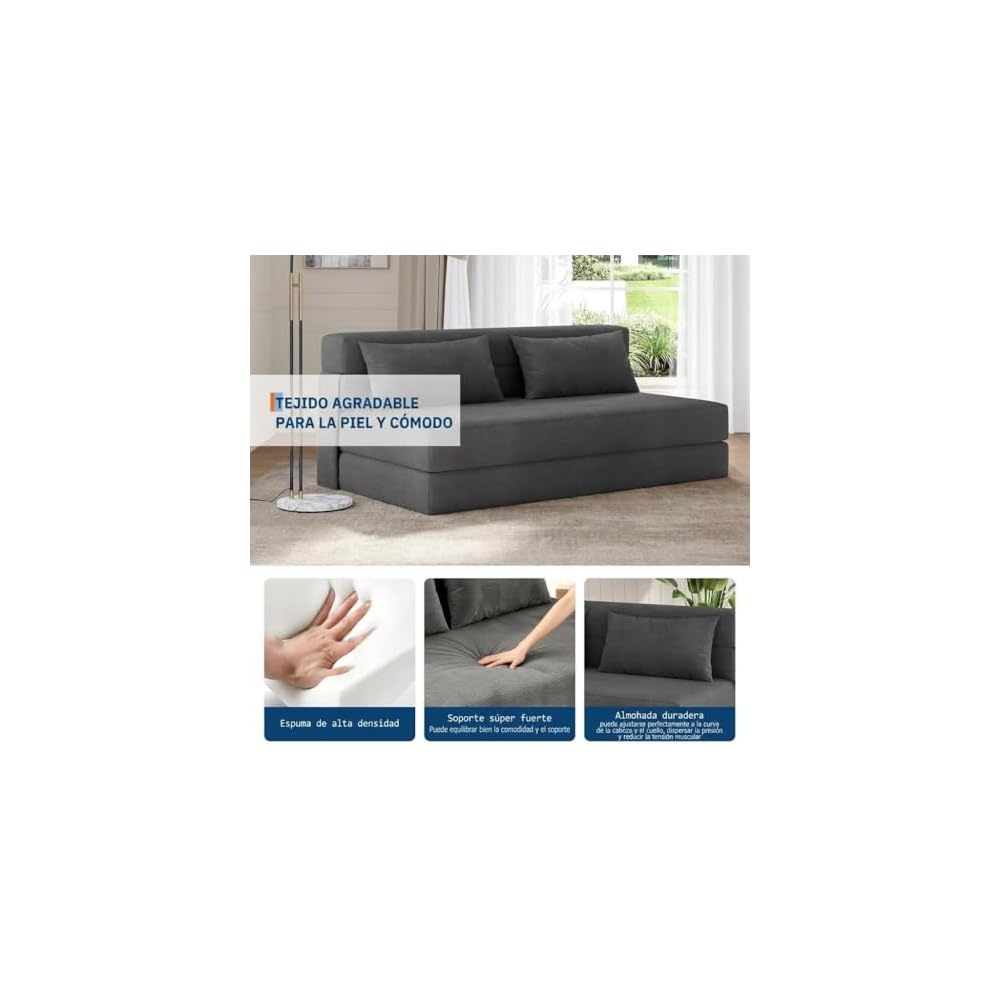 Foldable Sofa Bed, Convertible Chair Bed Sleeper with Fine Corduroy Upholstery, Folding Futon Chair, Fold Out Sleeper Chair, Comfortable Guest Bed for Living Room, Bedroom, Apartment & Small Spaces