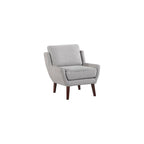 Lexicon Modern Wingback Accent Chair, Chenille Fabric Upholstered Lounge Reading Arm Chair, Solid Wood Legs for Living Room, Bedroom, Supportive Padded Pocket Coil Seat, Easy Assembly, Gray