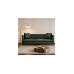 81" PU Leather Couch, Chesterfield 3 Seater Sofa, Vintage Green