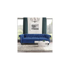 ONCIN Velvet Chesterfield Sofa, 84'' Modern Tufted 3 Seater Couch with Scroll Arms and Wood Legs for Living Room Bedroom (Blue), Blue Velvet, 84 In Chesterfield Sofa