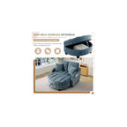Oversized Chair and A Half, Chenille Tufting Accent Cozy Reading Sofa Chair with Storage Ottoman, Upholstered Loveseat Chaise Lounge Sofa with Adjustable Back for Living Room, Office, Sunroom, Blue