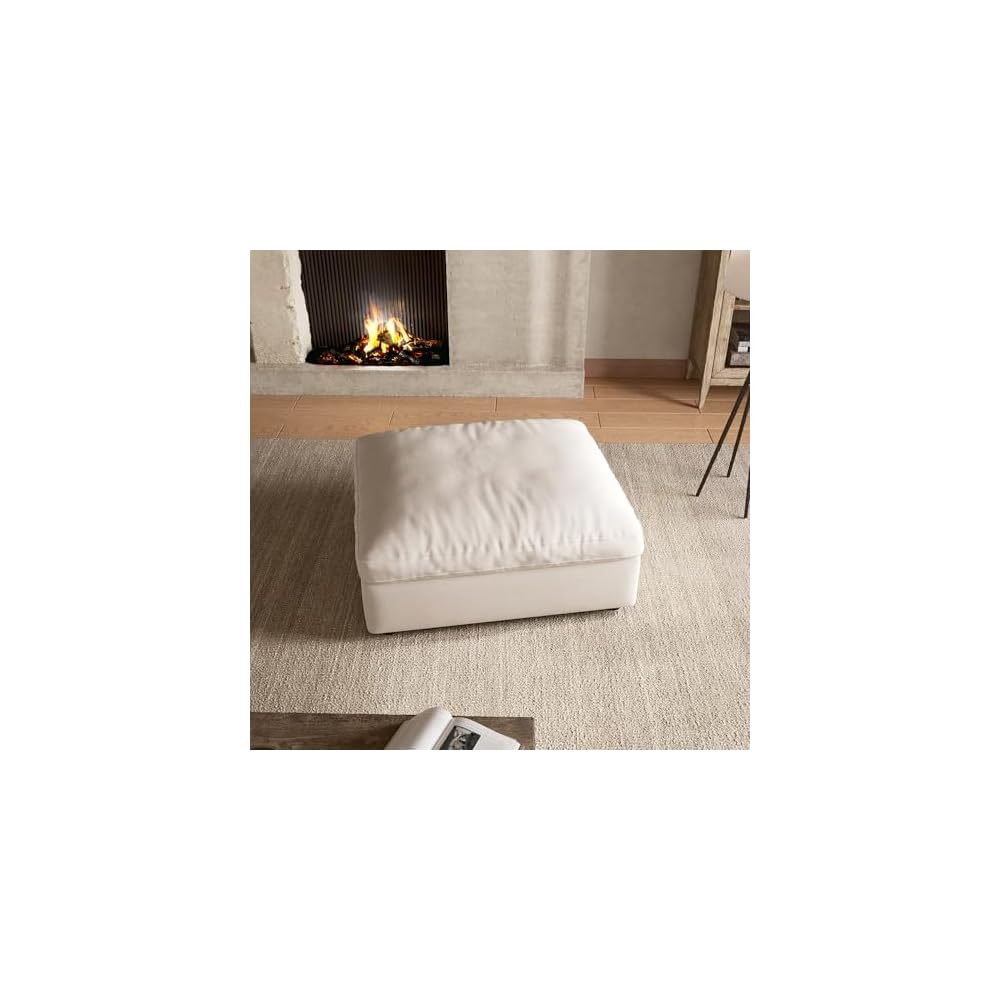 Cloud Sectional Couch with Washable Cover, Wide Deep Seat Modular Sectional Sofa for Living Room, Only Ottoman, Off-White