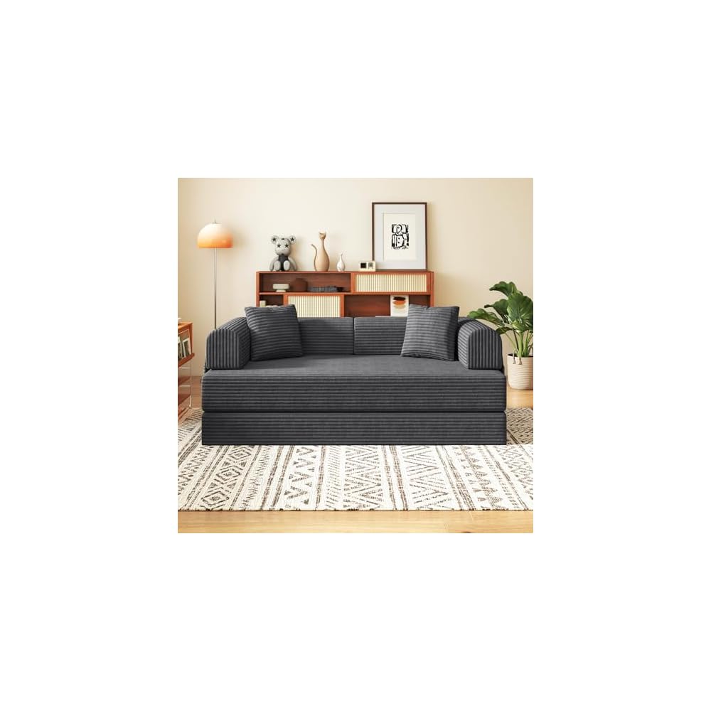 Modern Living Convertible Floor Sofa Bed, Corduroy Textured Memory Foam, Compressed Box Delivery