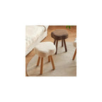 Faux Fur Accent Chair Modern Lounge Tub Chair with Wood Legs - Comfy Fluffy Armchair and Footstool for Bedroom, Living Room Reading