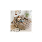 Oversized Chair and A Half, Chenille Tufting Accent Cozy Reading Sofa Chair with Storage Ottoman, Upholstered Loveseat Chaise Lounge Sofa with Adjustable Back for Living Room, Office, Sunroom, Blue
