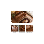 80.31-inch mid-Century Style Faux Leather Sofa for Everyday Living, Designed for Three People, with a Solid Wood Frame and Metal Legs, Suitable for Apartments and Living Rooms