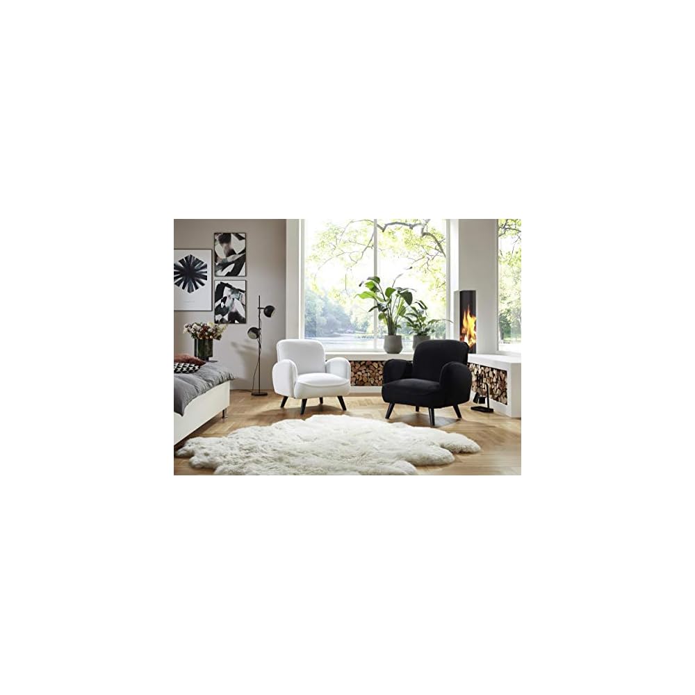 Ben Armchair Velvet Faux Sheep's Wool White