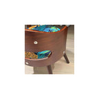 Swivel Vanity Chair with Back - Retro Wood American Round Makeup Chair & Accent Armchair for Home Office/Bedroom - Upholstered Comfort & Style