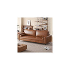 80.31-inch mid-Century Style Faux Leather Sofa for Everyday Living, Designed for Three People, with a Solid Wood Frame and Metal Legs, Suitable for Apartments and Living Rooms