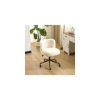 VINGLI Plush Upholstery Vanity Desk Chair with Curved Back & 90-102° Tilt & Adjustable Height, Cute Rolling Chair with Bronze Base & Golden-Bronze 360° Swivel Wheels for Makeup & Home Office, Fog Gray