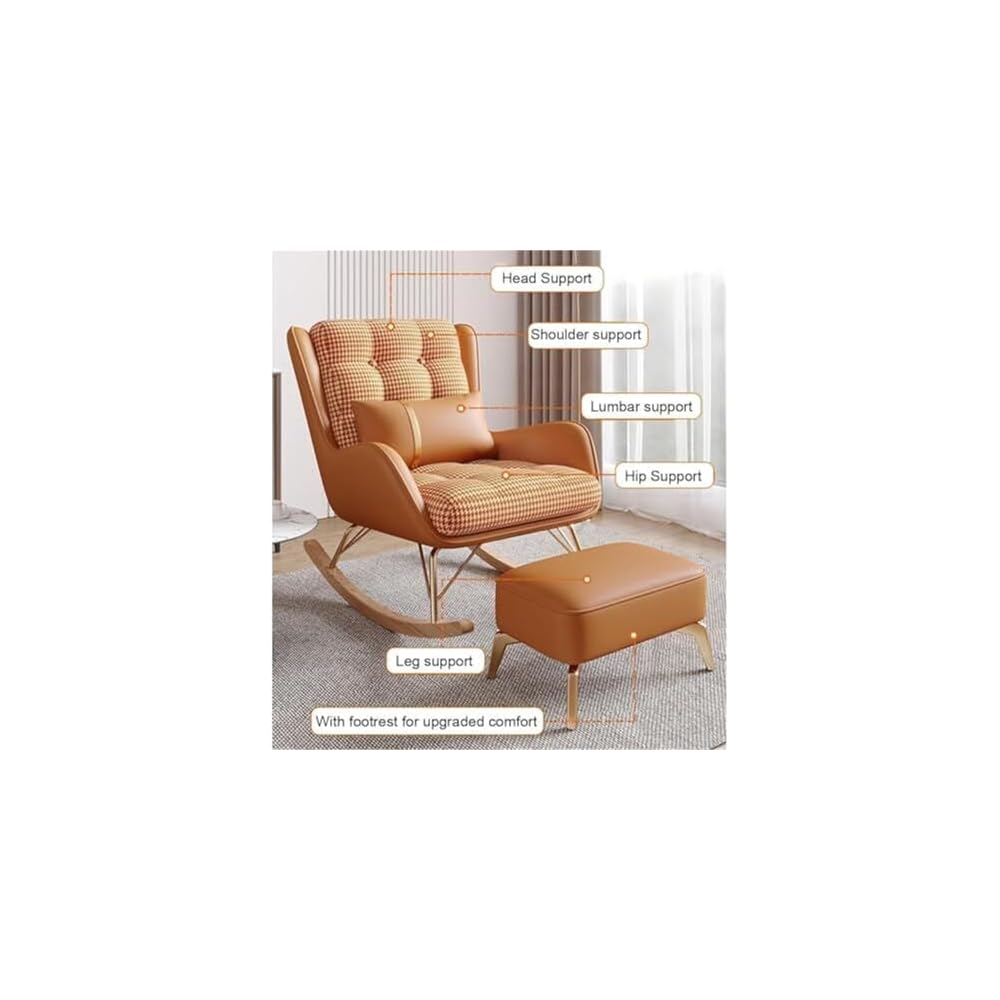 Living Room Rocking Chair,Modern Soft Sleeper Armchair,Rocking Chair with Foot Stool,Bedroom Living Room Reading Chair(Beige)