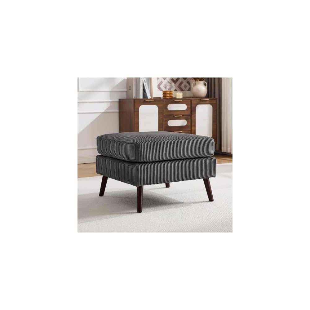 Accent Chair for Bedroom,Reading Chair with Deep Seat,Corduroy Armchair with Wood Legs, Comfy Living Room Chairs Single Sofa for Indoor Bedroom Apartment(Black)