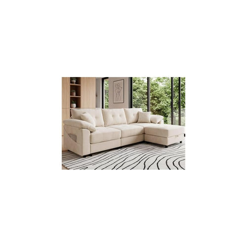 116" Modular Sectional Sofa with Storage Ottoman, Deep Seat L-Shaped Couch