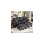84.6'' Modular Sectional Sofa for Living Room, Comfy Corduroy Double Layer Upholstered Loveseat Sofa, Sleeper Sofa Cloud Couch with Moveable Ottoman, 2 Pillows and Detachable Armrest, Grey